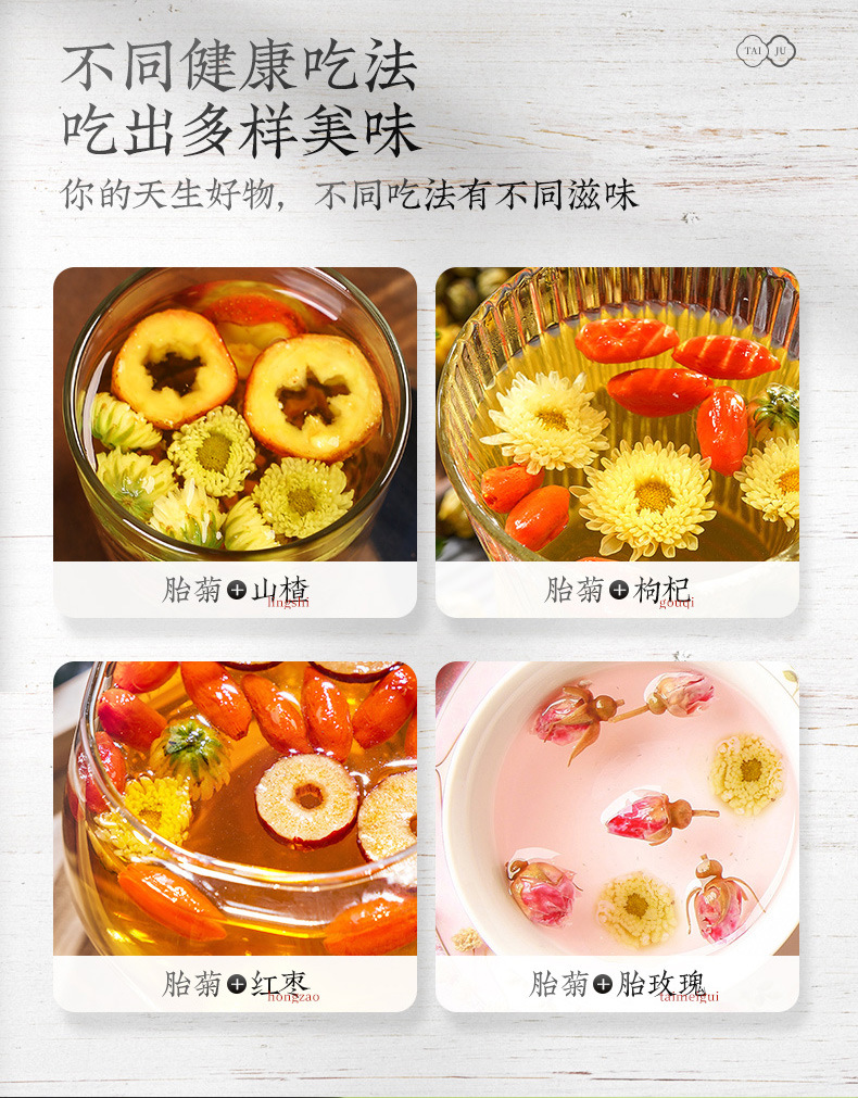 Dried Chrysanthemum Buds Tai Ju Tongxiang Flower Tea 12g Jar Summer Cooling Herbal Tea preparation