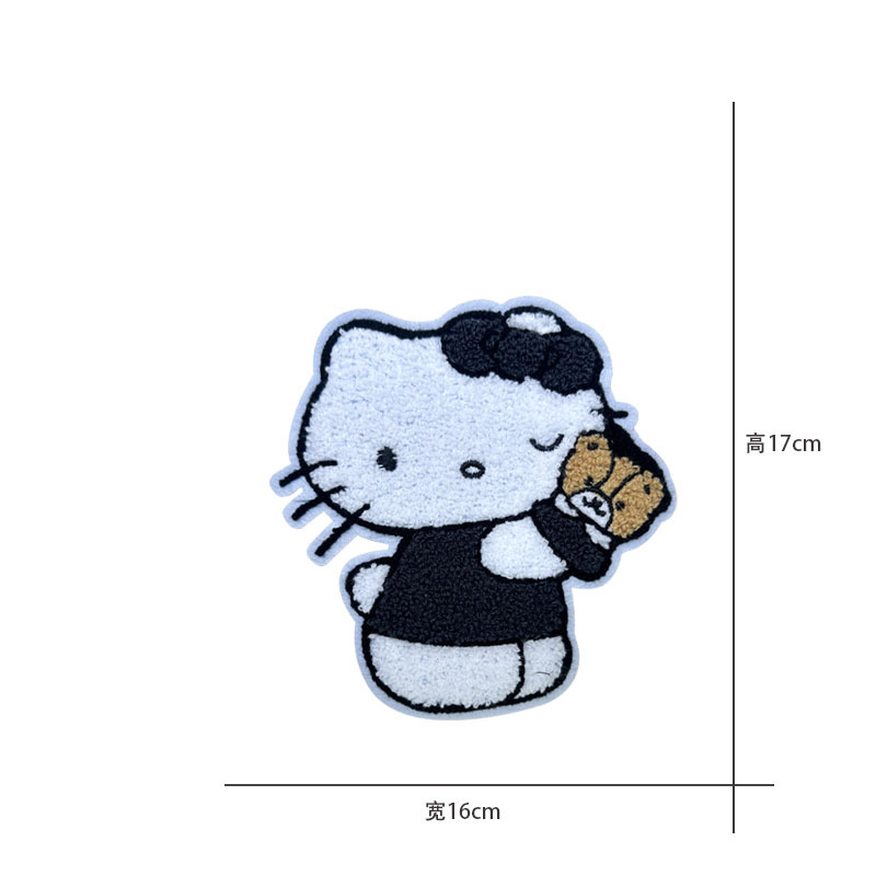 Cartoon al por mayor bordado por computadora kt pegatinas de tela de gato Sanliogou diy pegatinas de parche tejido cesta de ropa adorno accesorios pegatinas