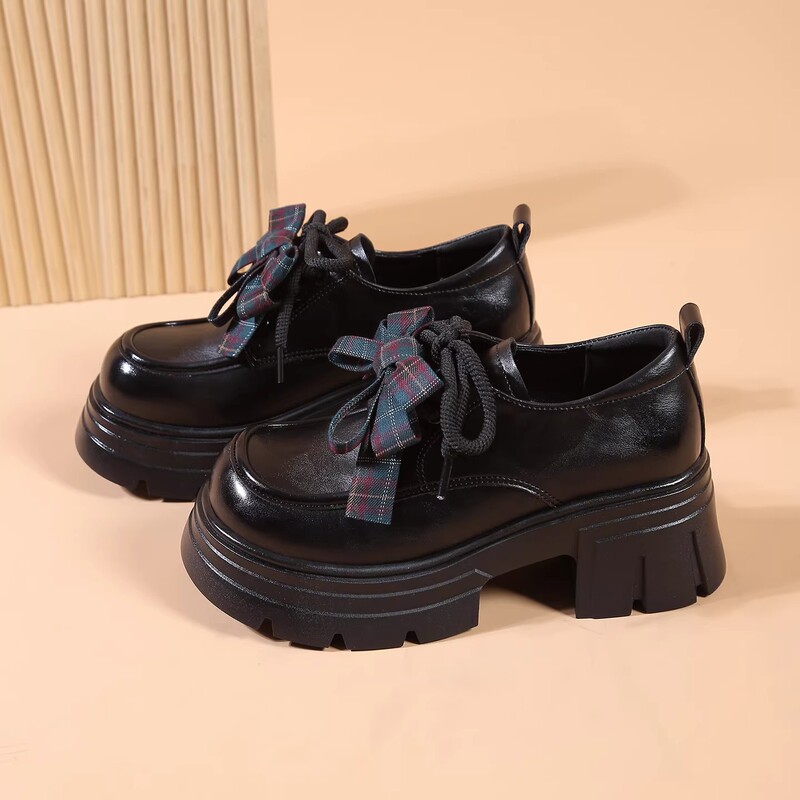 Thick-Soled Height-Increasing Loafers for Women, 2026 New Spring Style, Bow-Tie Lace-Up Single Shoes, Small Leather Shoes for Petite Women Thick-Soled Height-Increasing Loafers for Women, 2026 New Spring Style, Bow-Tie Lace-Up Single Shoes, Small Leather Shoes for Petite Women
