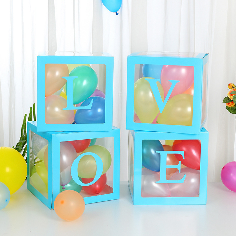 25cmネット赤透明箱赤ちゃん誕生日26文字LOVE卒業結婚式装飾BABY風船箱|undefined