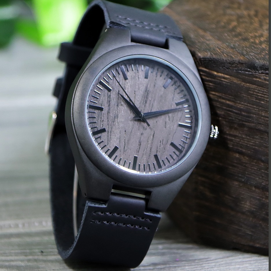 Foreign trade hot-selling leather belt wooden dial simple personality casual watch large dial men's wooden watch wholesale