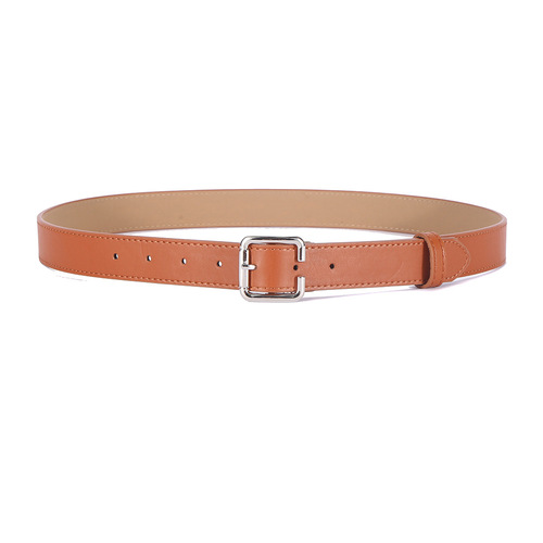 Casual versatile belt for women, simple square buckle with jeans, shirt, wide belt, Korean style student simple belt