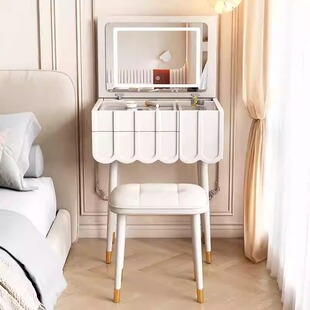 Cream Style Mini Flip Dressing Table Bedroom Modern Simple Light Luxury Small Makeup Table Bedside Storage Cabinet