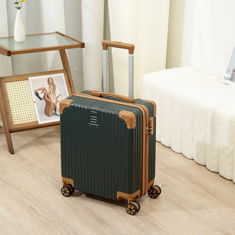 Maleta retro, maleta trolley de 18 pulgadas, maleta femenina, maleta de 20 pulgadas, rueda universal, contraseña de embarque para estudiantes, maleta de cuero