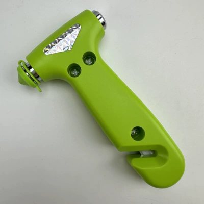 Qəza çəkici Quick Window-Breaking Escape, Three-In-One - green-tungsten-steel-hammer-silicone-kraft-paper-box
