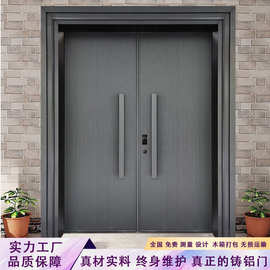 别墅大门双开门农村自建房大门防盗门自建房子母入户进户门铸铝门