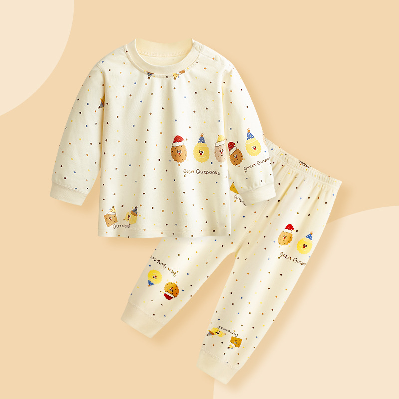 소년 소녀를위한 어린이 잠옷 봄과 가을 순면 클래스 소년 소녀를위한 가을 옷 세트 가정 옷