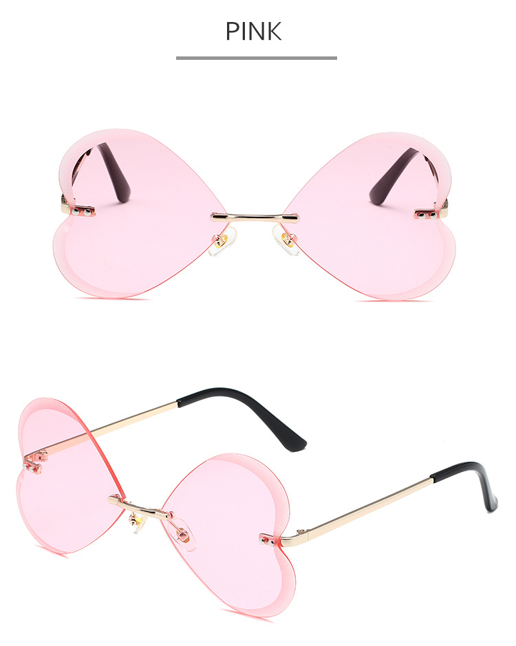 Butterfly Frameless Sunglasses Retro Trend Love Heart Personality Metal Sunglasses For Women_viptrois.com