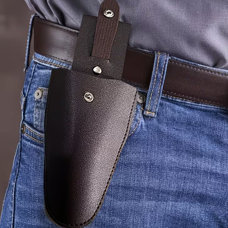 Cross-Border Retro Lychee-Patterned Pu Knife Sheath, Can Be Worn on a Belt, Small Knife Leather Pouch, Anti-Scratch Blade Protection Leather Sheath