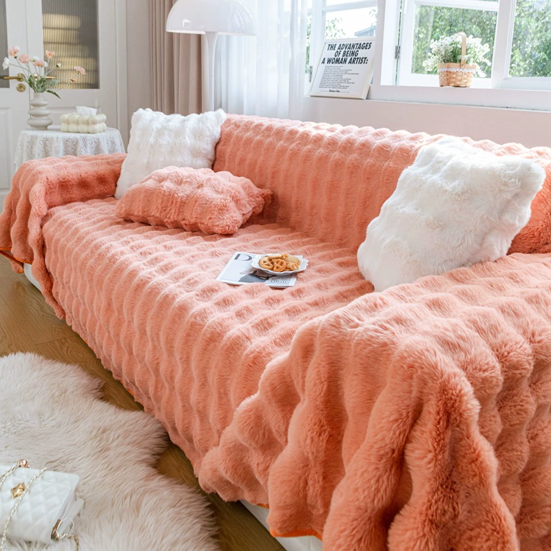 Диван-полотенце, зимнее утолщенное кролик, плюшевый цельный чехол для дивана, полное покрытие, полотенце 2023, новое противоскользящее одеяло, анти-Кошачий коготь