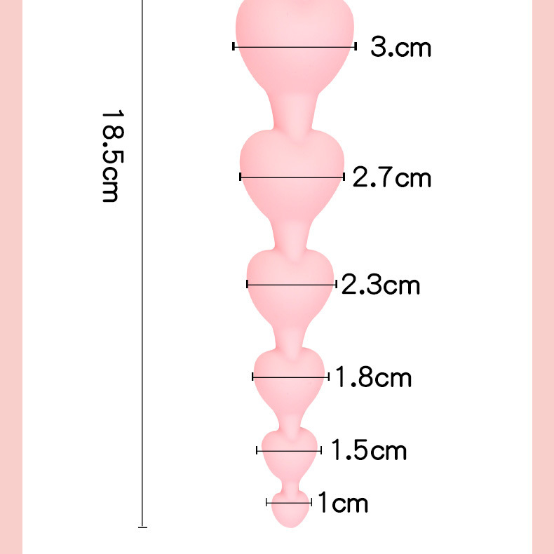 Heart-Shaped Silicone Anal Plug with Pull Bead, Violet, Unisex Adult Toy — detail image 10