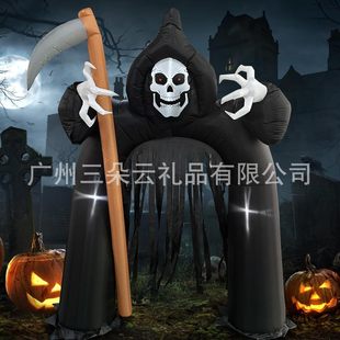 Halloween Inflatable Ghost Grim Reaper Arch Inflatable Led Light Outdoor Courtyard Party Decoration Cartoon Toy Ornaments