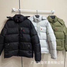 跨境外贸冬季拉夫小马刺绣男女连帽加厚防风防水保暖棉服夹克外套