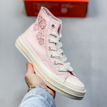 纯原匡味70S帆布鞋女士粉樱花刺绣水晶底板鞋男女玫瑰星星滑板鞋