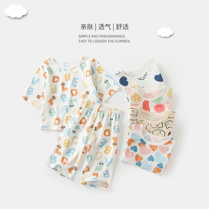 Children's summer pijama, thin flower boy costume, cotton autumn set