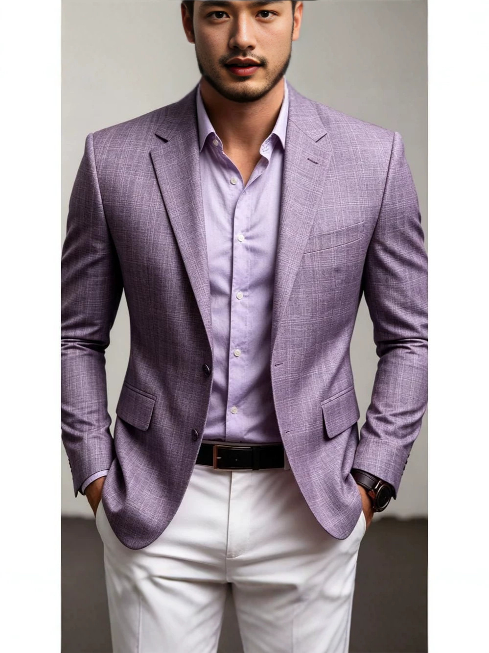 Comercio exterior transfronterizo hombre delgado moda traje casual de color sólido clásico versátil primavera y otoño delgado chaqueta de traje