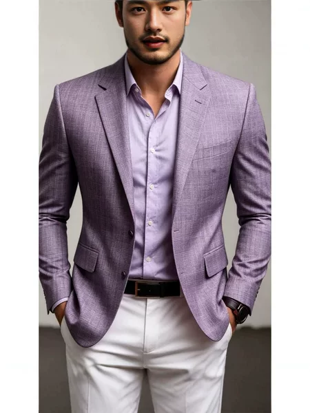 Men's Slim-Fit Casual Suit with 3D Print, Classic Versatile Style, Spring and Autumn Blazer, In-Stock for Cross-Border Sales, British Style