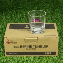 义乌2元店货源红樱桃四方透明玻璃小酒杯白酒水杯啤酒杯批发306C