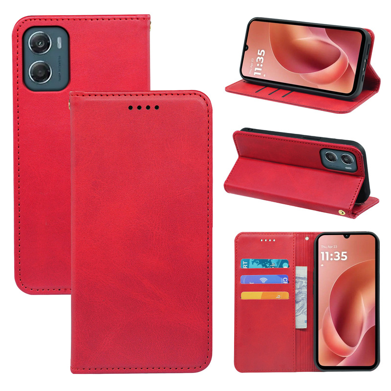 Suitable for Motorola Moto G67 Mobile Phone Case Leather Cover G77 Calfskin Strong Magnetic G56 Protective Case G86Power