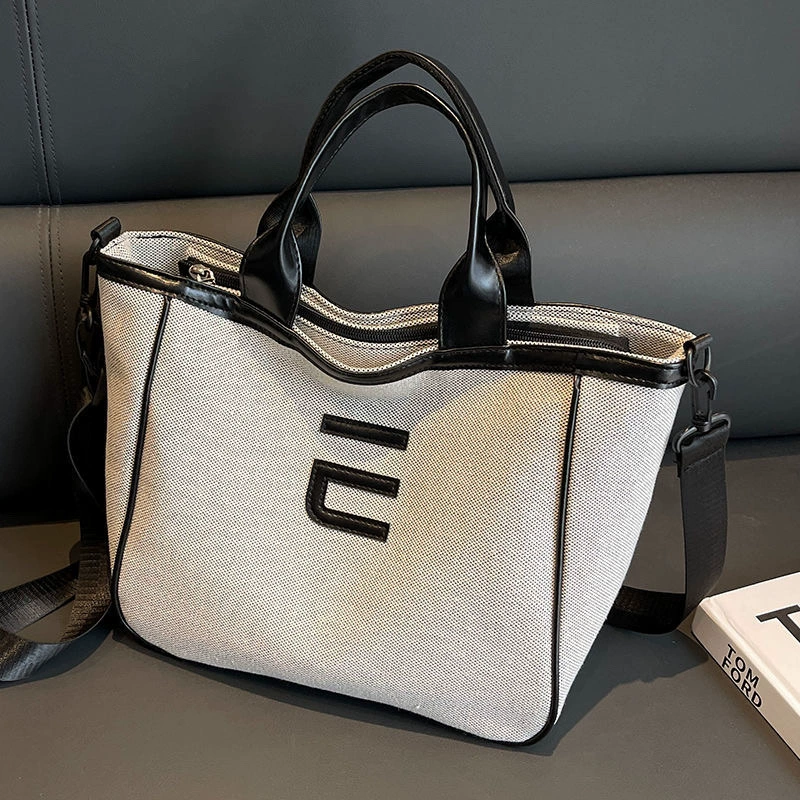 &€Холщовая сумка, большая сумка для женщин, новинка 2023 года, новая повседневная универсальная сумка через плечо, женский держатель большой вместимости