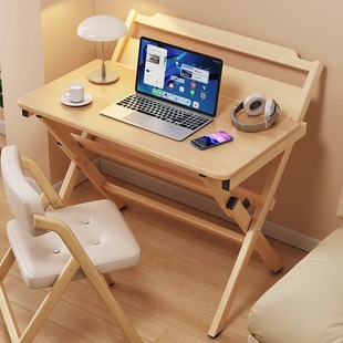 ✅ Foldable Desk Bedside Computer Table Against the Wall Simple Household Small Apartment Solid Wood Writing Desk Bedroom Folding Table