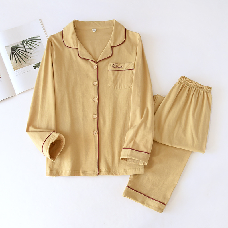 H女純黄色ニットパジャマ