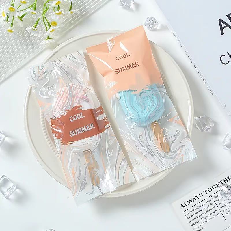 Bolsa de embalaje de paletas de hielo Bolsa de embalaje de helado grueso Bolsa de helado Helado varilla de madera Máquina de sellado Bolsa de plástico transparente