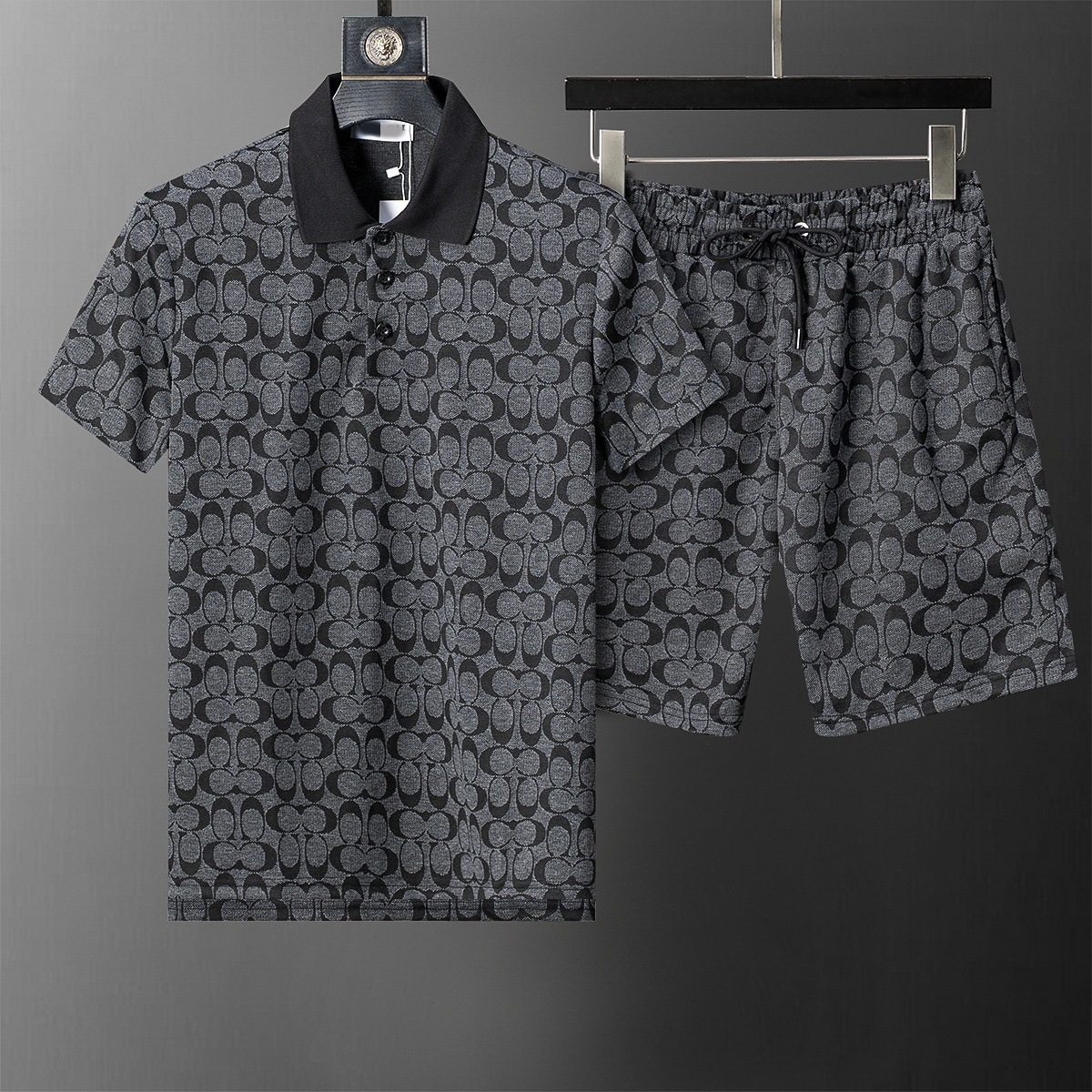 Cross-border versión correcta polo manga corta set de collar de verano clásico toalla de hombre bordado casual Europa y América explosión