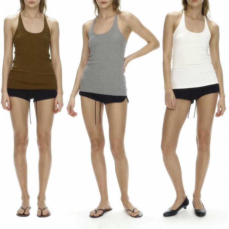 Cross-Border Slim Fit Elastic Threaded I-Shaped Camisole Women's 2025 Summer New Y-Shaped Camisole Black