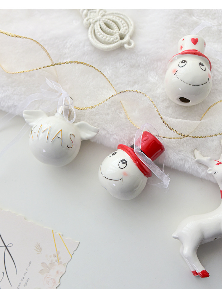 Christmas Nordic Style Cute Modern Style Heart Shape Snowman Elk Ceramics Party Festival Ornaments Decorative Props Decorations Table Decoration display picture 3