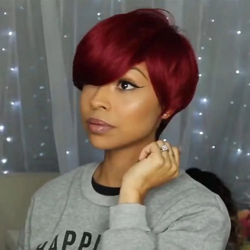 180g Weight Full Head Wigs Wig & Hair Extension Type Wigs Wig Accessories Short Straight Hair Wig Hairstyle Real Hair Hair Material Casual, Street Occasion Women's Gender Elegant, Simple Style Style Women's Elegant Simple Style Casual Street Real Hair Short Straight Hair Wigs 7
