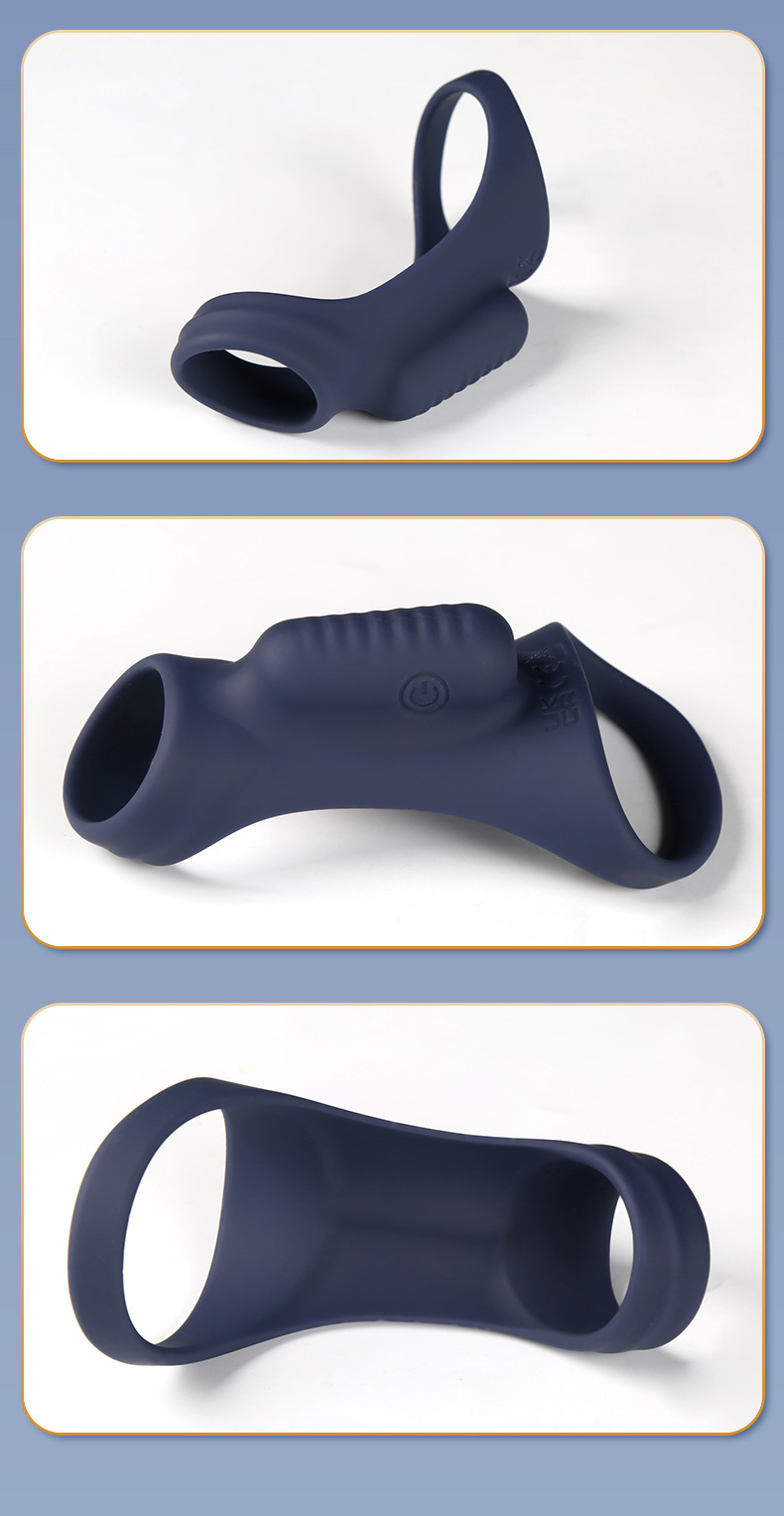 Remote Control Vibrating Double-Ring Lock Ring Silicone Penis Sleeve — detail image 25