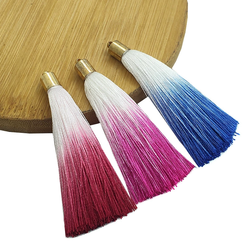 Hair accessory with tassels handmade, pendant, earrings, material, accessories, 7cm, gradient