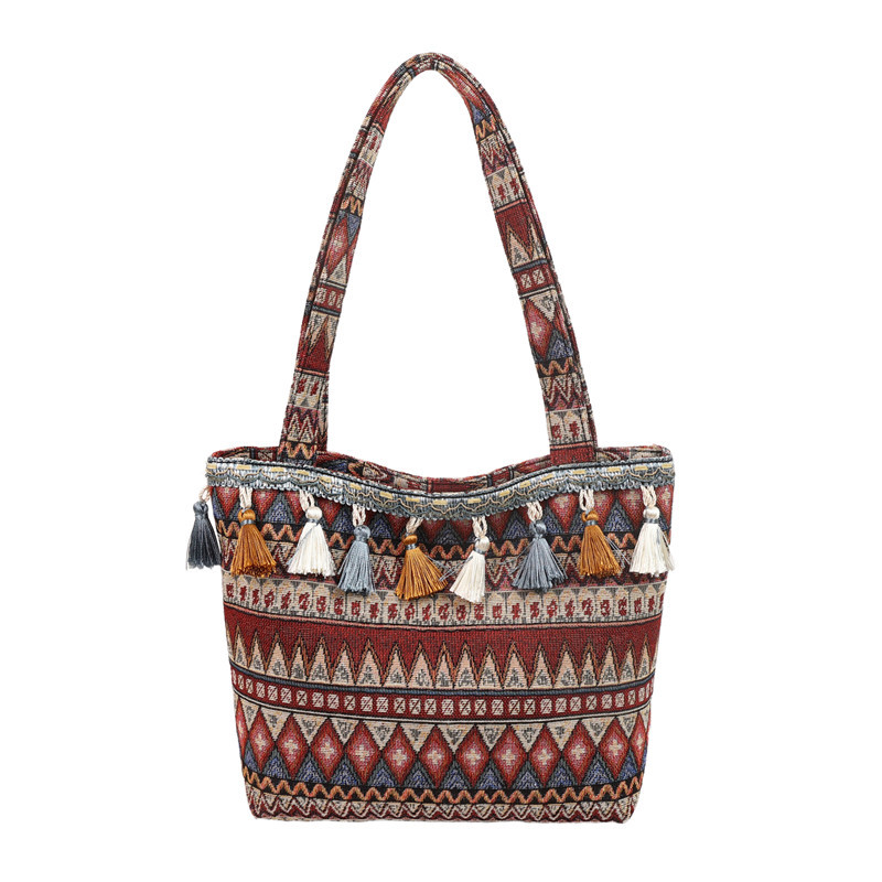Chaozhou mujeres estampación nacional bolsa de lino 2025 primavera nueva bolsa de mano de gran capacidad bolsa de hombro flange image 8