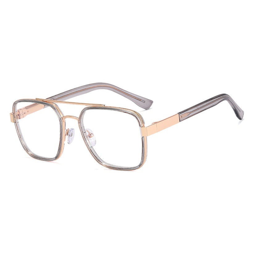 81085 Nuevas Monturas de Gafas Cuadradas para Hombre, Gafas Anti Luz Azul sin Graduación, Montura Grande de Doble Puente, Ópticas