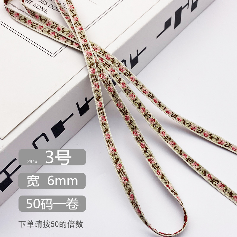 Chuanzhou ropa accesorios de encaje de poliéster jacquard banda 8MM flores decoración universal borde de zapatos accesorios gorra