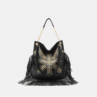 Summer trend one-shoulder bag with tassels, bag strap, European style, simple and elegant design