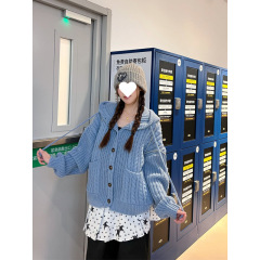 美式复古麻花连帽毛衣开衫女2025秋冬慵懒风针织衫女上衣外套ins