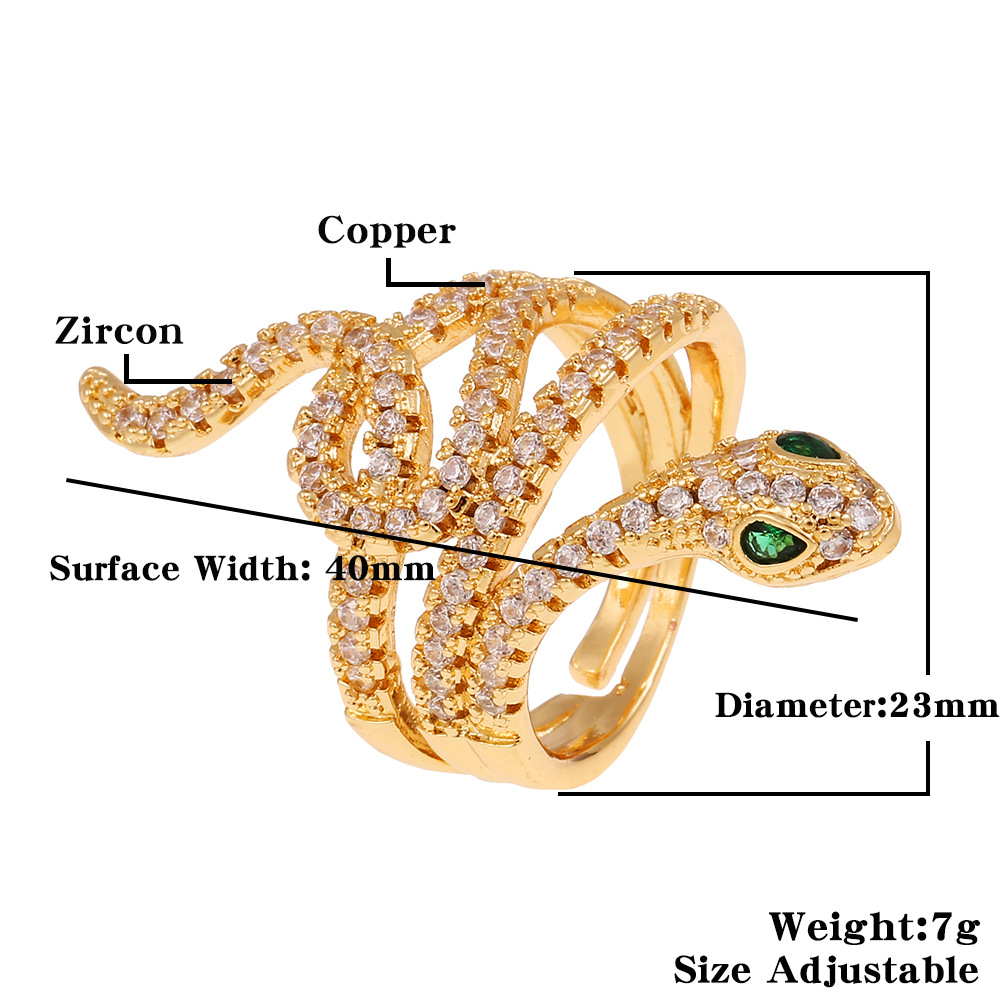 fashion geometric snake-shaped copper plated real gold tail ring