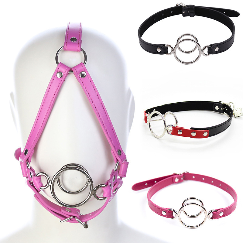 sm Bundle Set Adult Toy Metal Mouth Plug Leather Fast Musical Instrument Double Ring Adult Sex Products Oral Ball Oral Sex