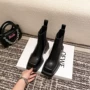 厚底内增高英伦风方头靴子