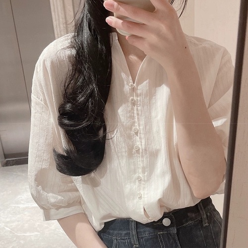 French white cotton-linen women's summer summer design sense niche linen short-sleeve blouse sleeveless mid-sleeve top