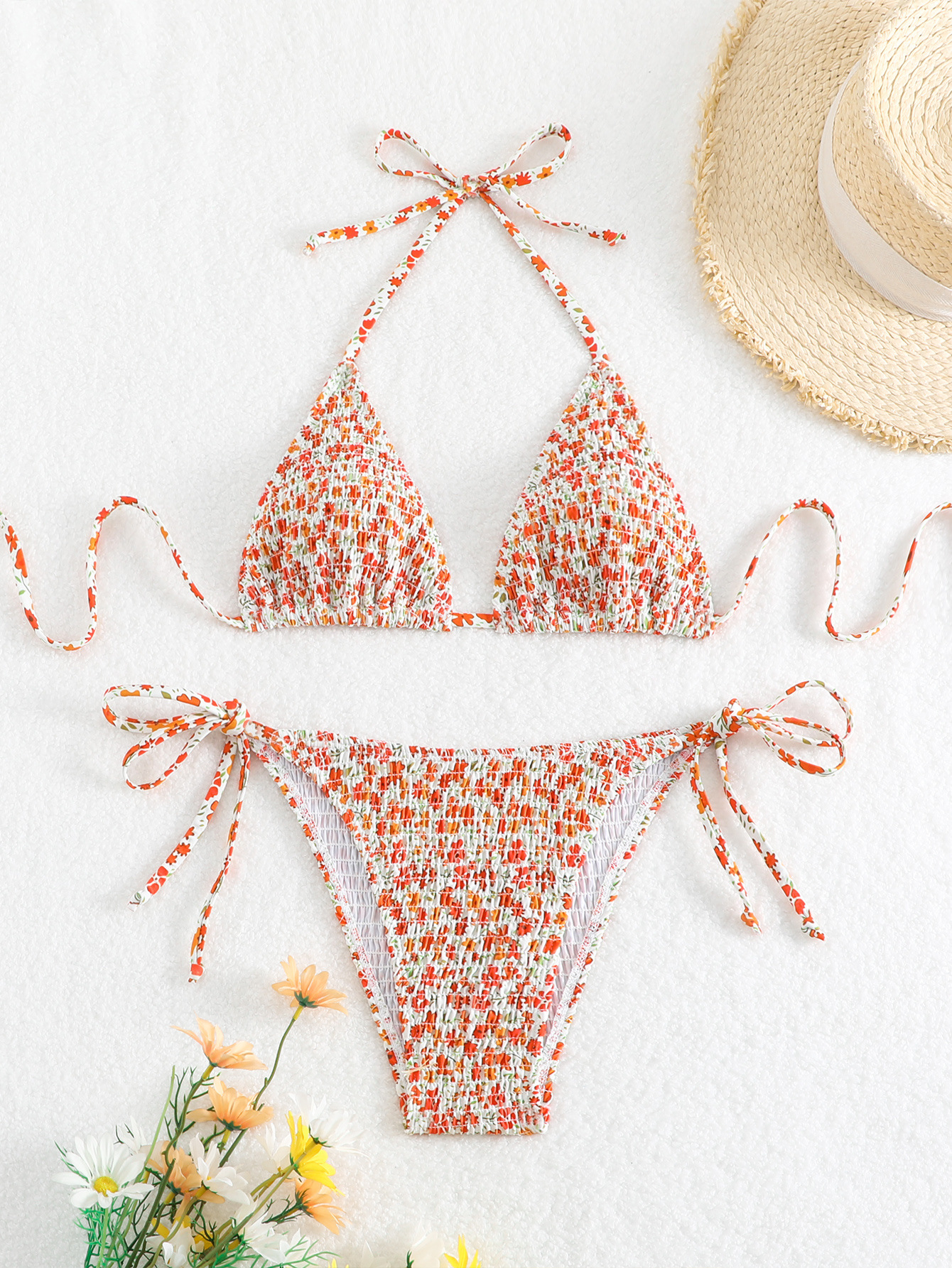 GraceChic European And American Cross-Border New For Women, High-End Two-Piece Swimsuit Set, Printed Tie Sexy Bikini_voghion.com