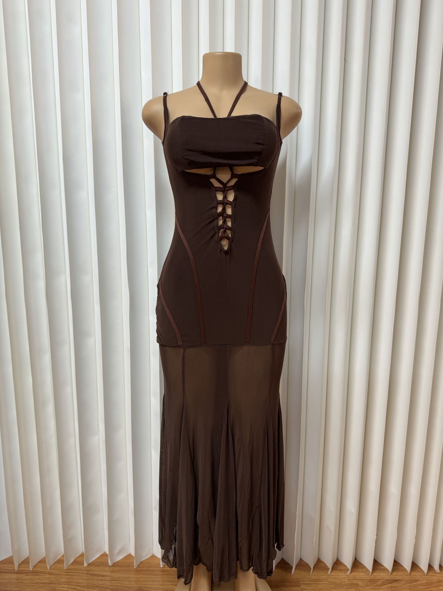 Sensational Cut-Out Bodycon Mermaid Mini Dress With Lace-Up Detail | Sexy High-Waisted Bustier Dress For Vacation & Night Out_ecoleips.com
