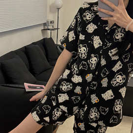 601纯棉活性KT猫卡通宽松舒适休闲家居服