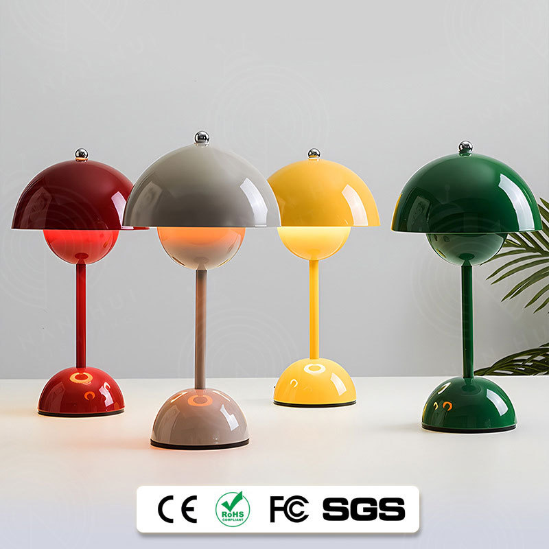 北欧花苞灯蘑菇台灯设计师ins装饰现代简约卧室触控充电台灯跨境