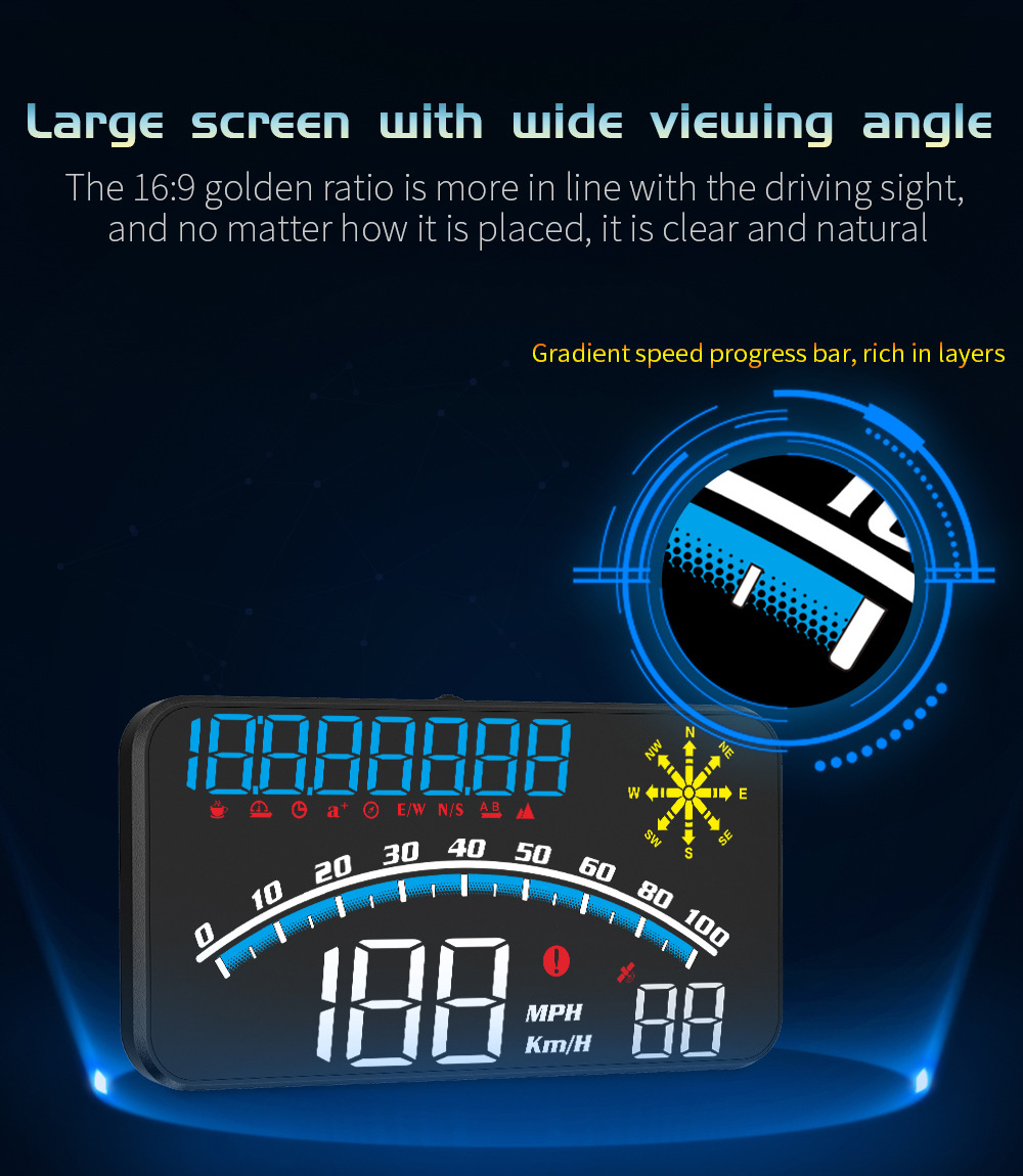 Cross-border car HUD universal head-up display, Beidou GPS speedometer, intelligent high-definition head-up display