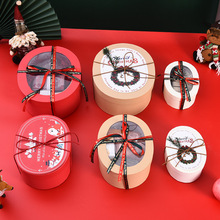 2025春节新年烘焙包装盒蝴蝶结椭圆形礼盒天地盖透明大容量礼品盒