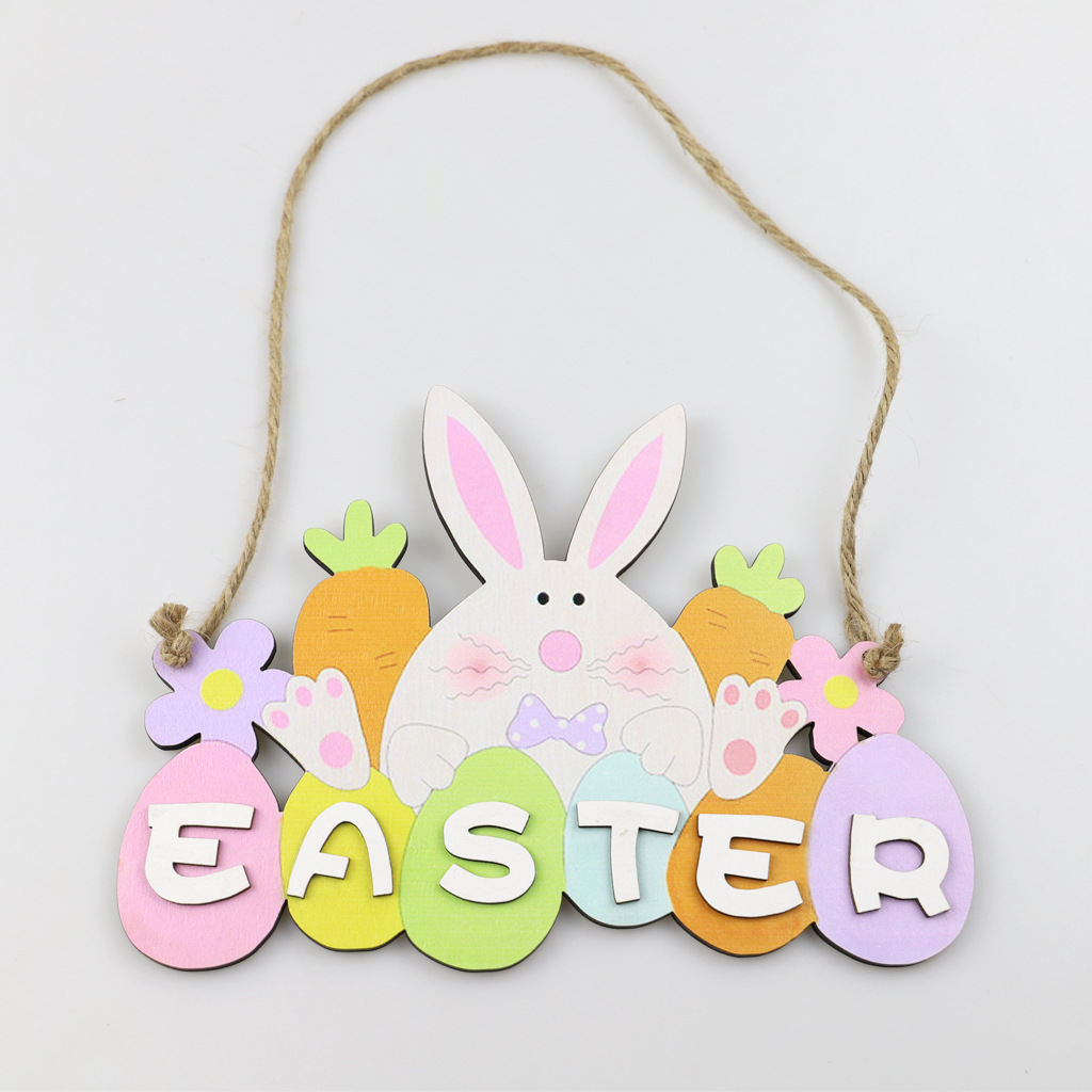 Simple Style Rabbit Letter Flower Wood Ornaments display picture 8