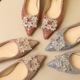 83928-K219 New Chinese style rhinestone metal buckle crystal sequin wedding dress bridal shoes flat bottomed pointed single shoes for women